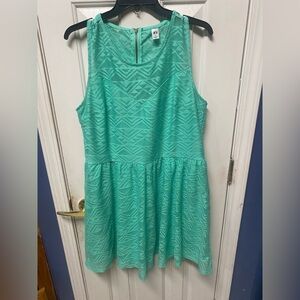 It’s Teal Sleeveless Lace Fit Flare Lined Zip Closure Scoop Neck Summer Dress XL